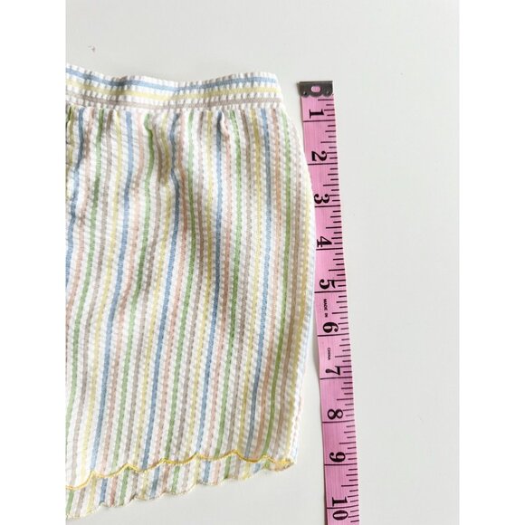 Vintage Girls' Pastel Striped Cotton Seersucker Scalloped Shorts, Size S (6-7) - Picture 9 of 10